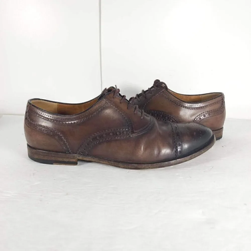 GUCCI Men's US7,5 Leather Brown Cap Toe Wingtip derby Oxfords Dress Shoes Italy